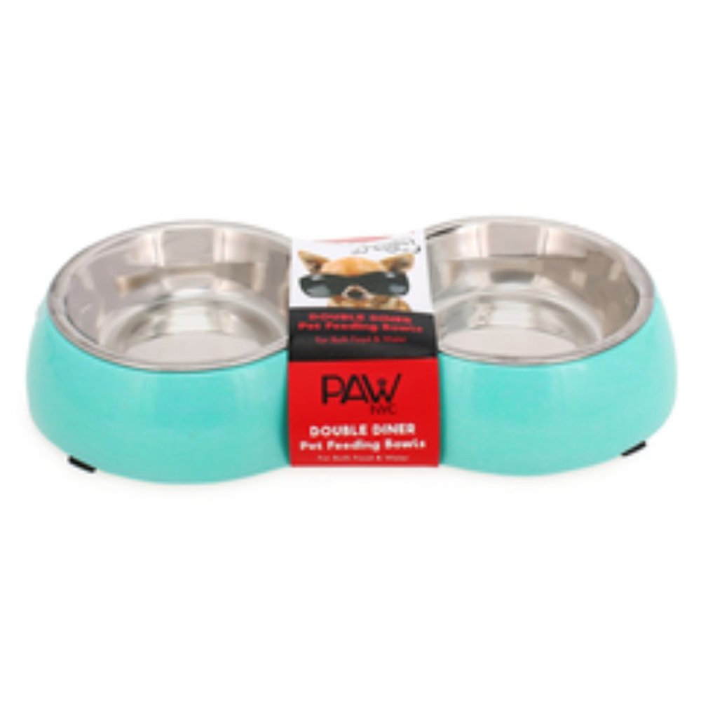 double diner stainless steel pet food & water bowl combo
